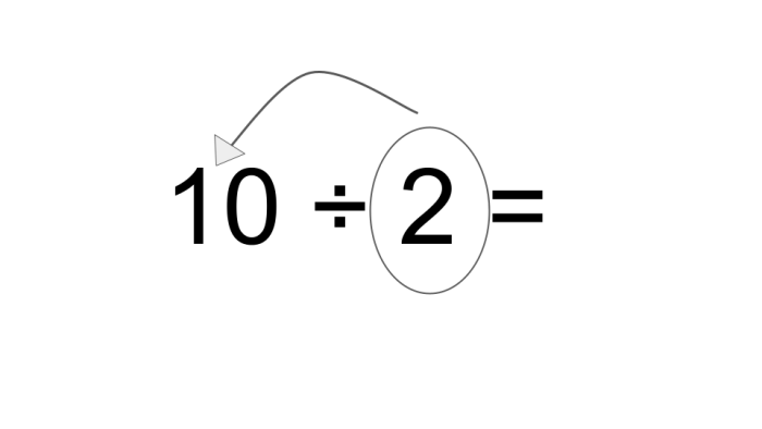 10 ÷ 2 =