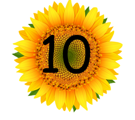 sunflower with 10 on it.