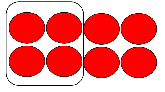 8 circles split into half