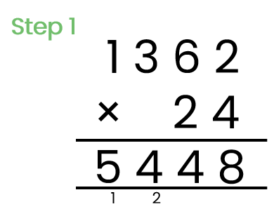 Step 1 of written multiplication