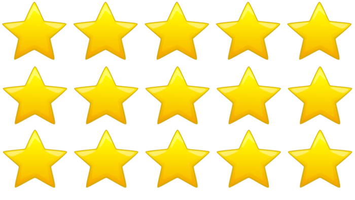 3 rows of 5 stars