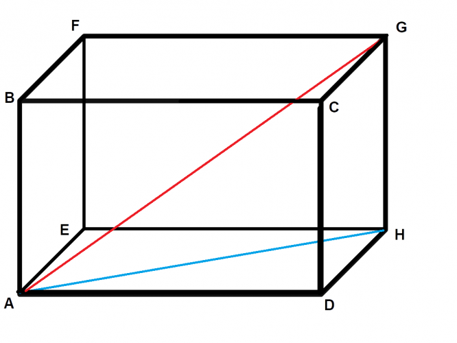 diagonal drawn from bottom corner into opposite top corner