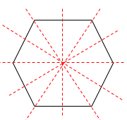 White hexagon with multiple lines of symmetry