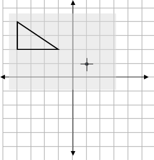 Four quadrant grid with a triangle, point and tracing paper overlay