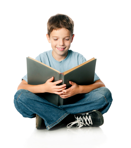 boy reading a book