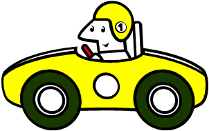 Cartoon of a yellow car.