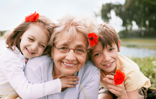 A granny and her grandchildren