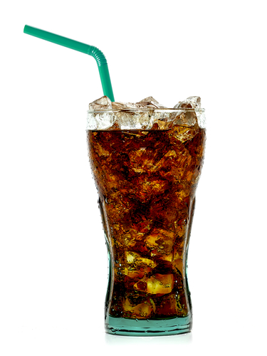 glass of cola with a straw