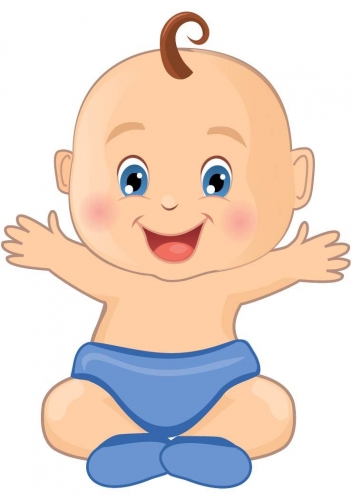 Cartoon baby in a blue nappy.