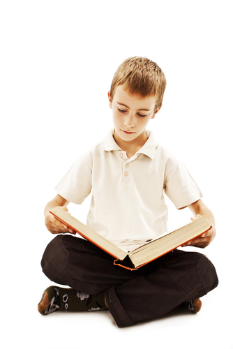 boy reading a book