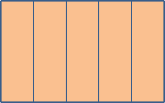 Fraction rectangle 5/5 = 1