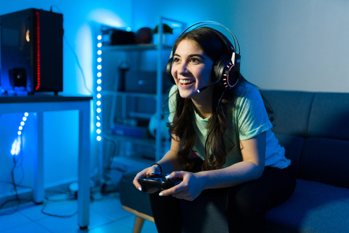 young woman gaming