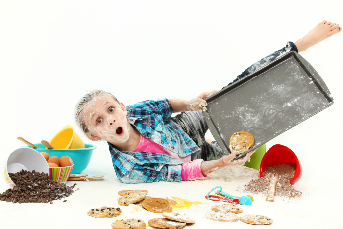 girl drops her cooking