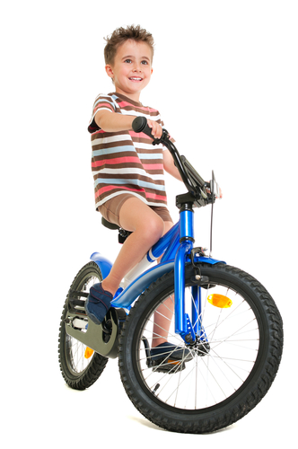 boy on bike reflector front wheel