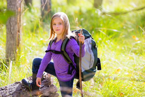 girl carrying rucksack