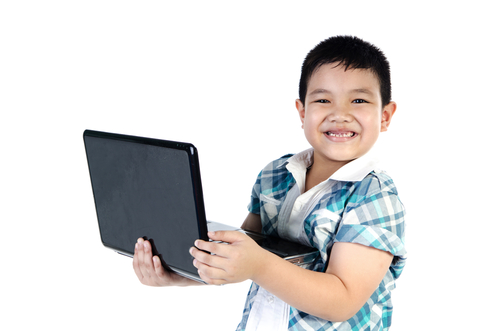 asian boy on computer