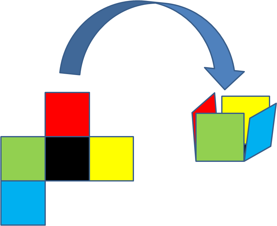 Open cube net before and after