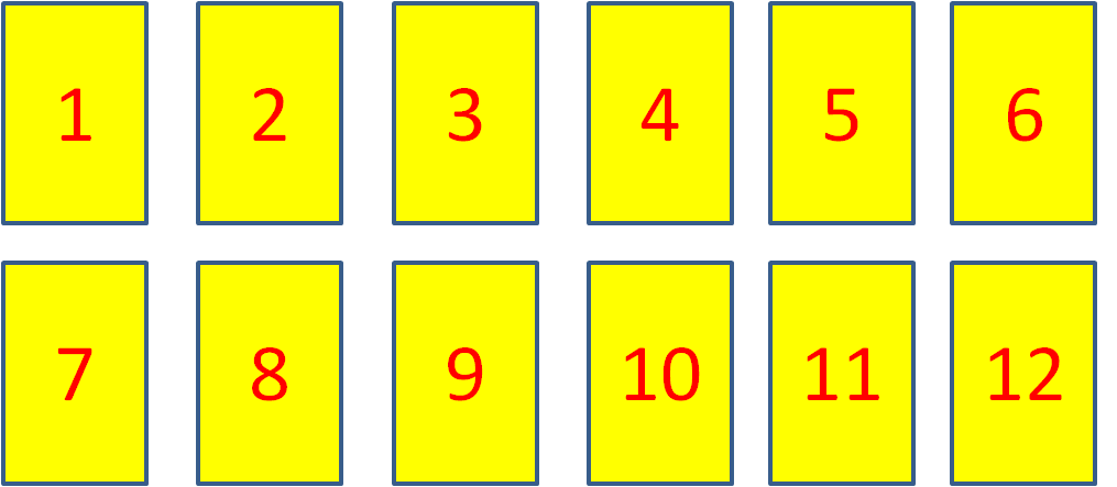 number cards from 1 to 12