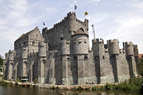 Old fortress in the ancient city of Ghent, Belgium - stock photo