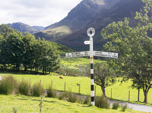 sign in the middle of the countryside