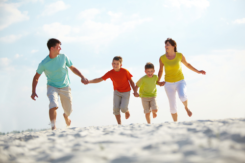 family on a beach