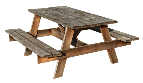 wooden picnic bench