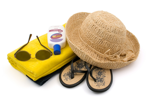 sun hat and sun cream sunglasses