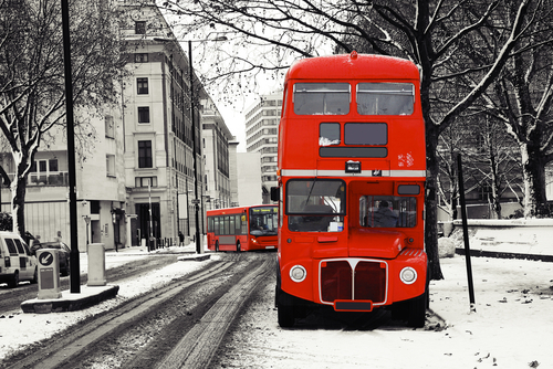a bus in snow