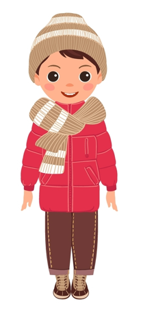 boy in hat scarf and big coat