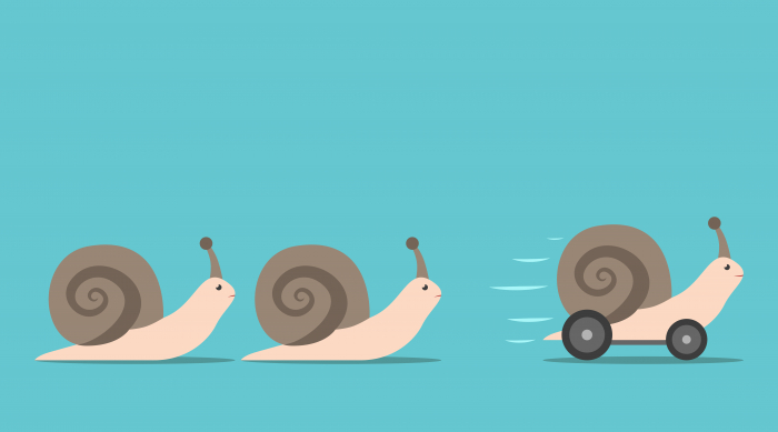 A snail on a scooter