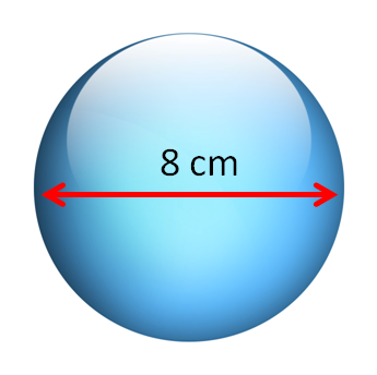 a sphere of diameter 8 cm