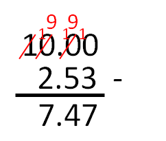 Subtraction with money