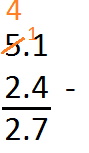 Column subtraction with one decimal place