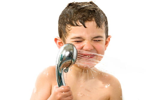 boy in shower