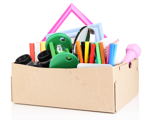 box of toys and objects