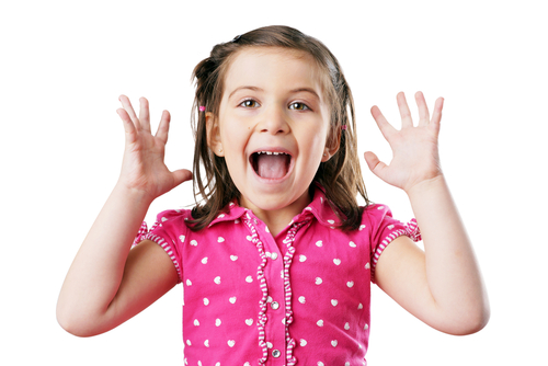 excited shouting young girl