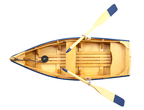 wooden boat with paddles