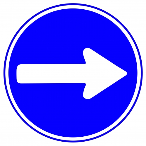 Sign with arrow pointing right