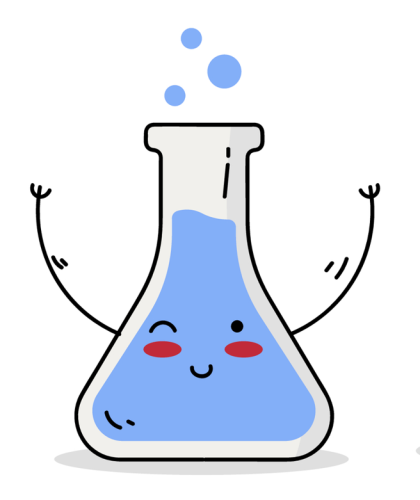 blue friendly conical flask