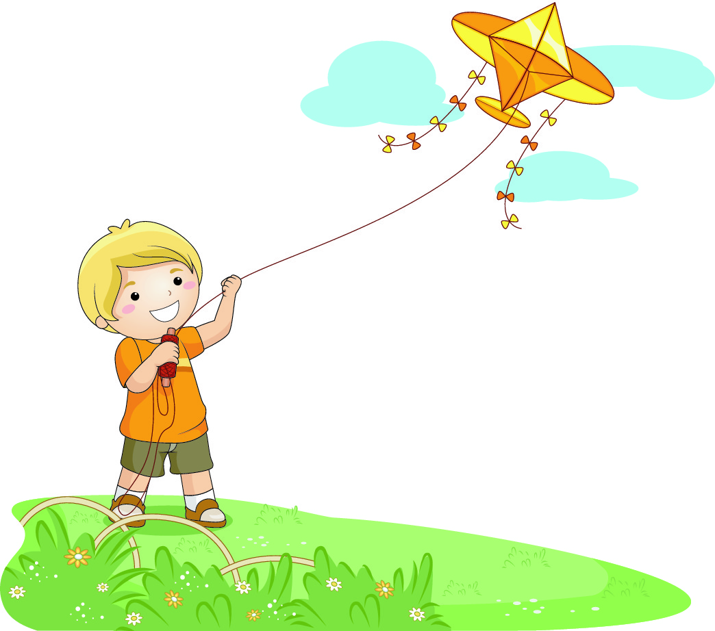 boy flying a kite