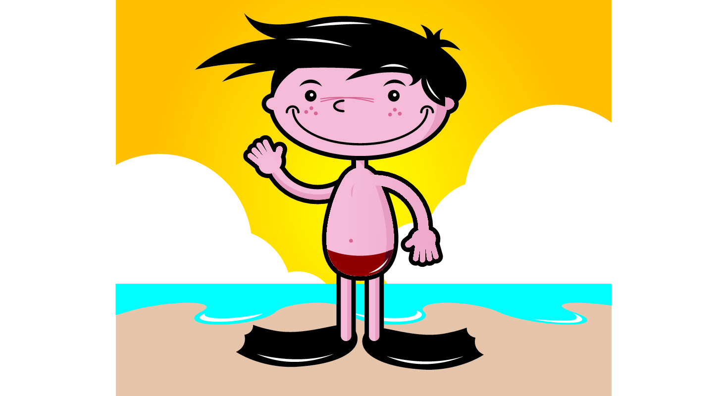 boy on beach cartoon