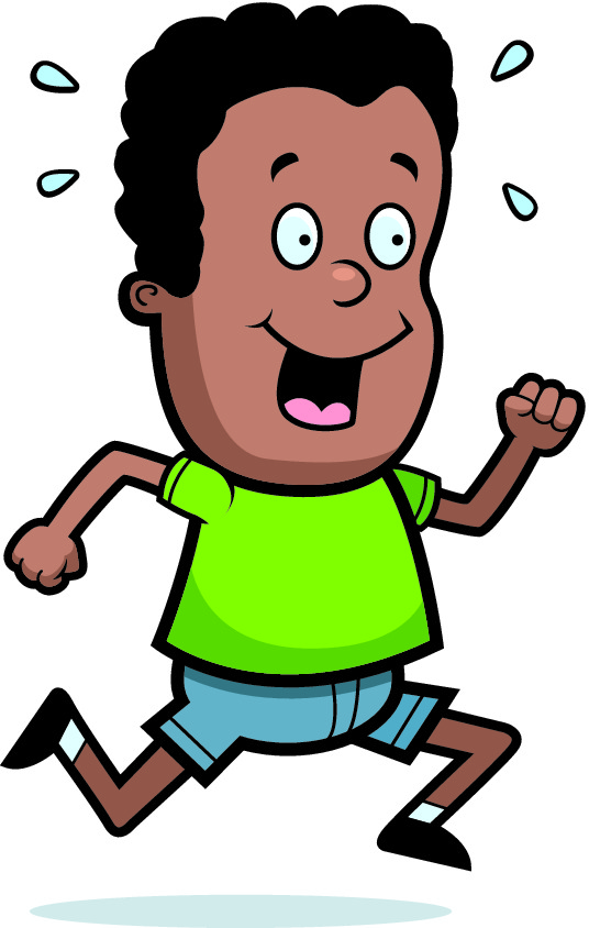 cartoon of boy running