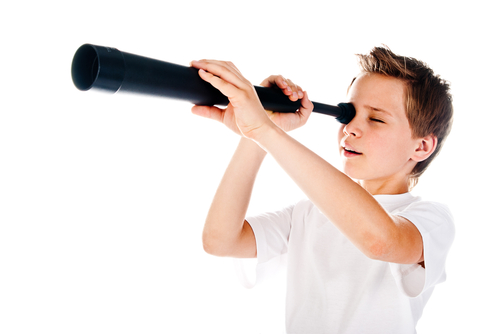 boy with telescope