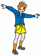 boy wearing blue shirt and yellow shorts