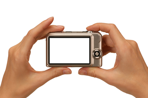 camera held in two hands