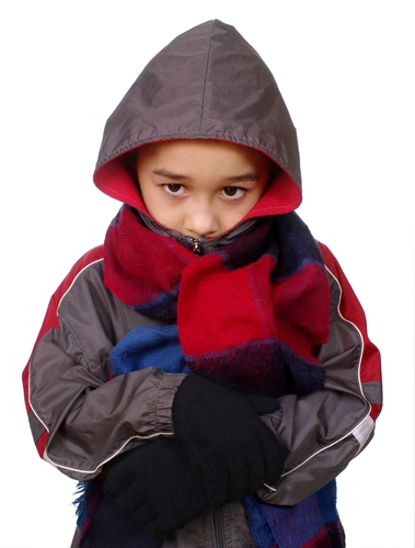 boy in coat scarf gloves