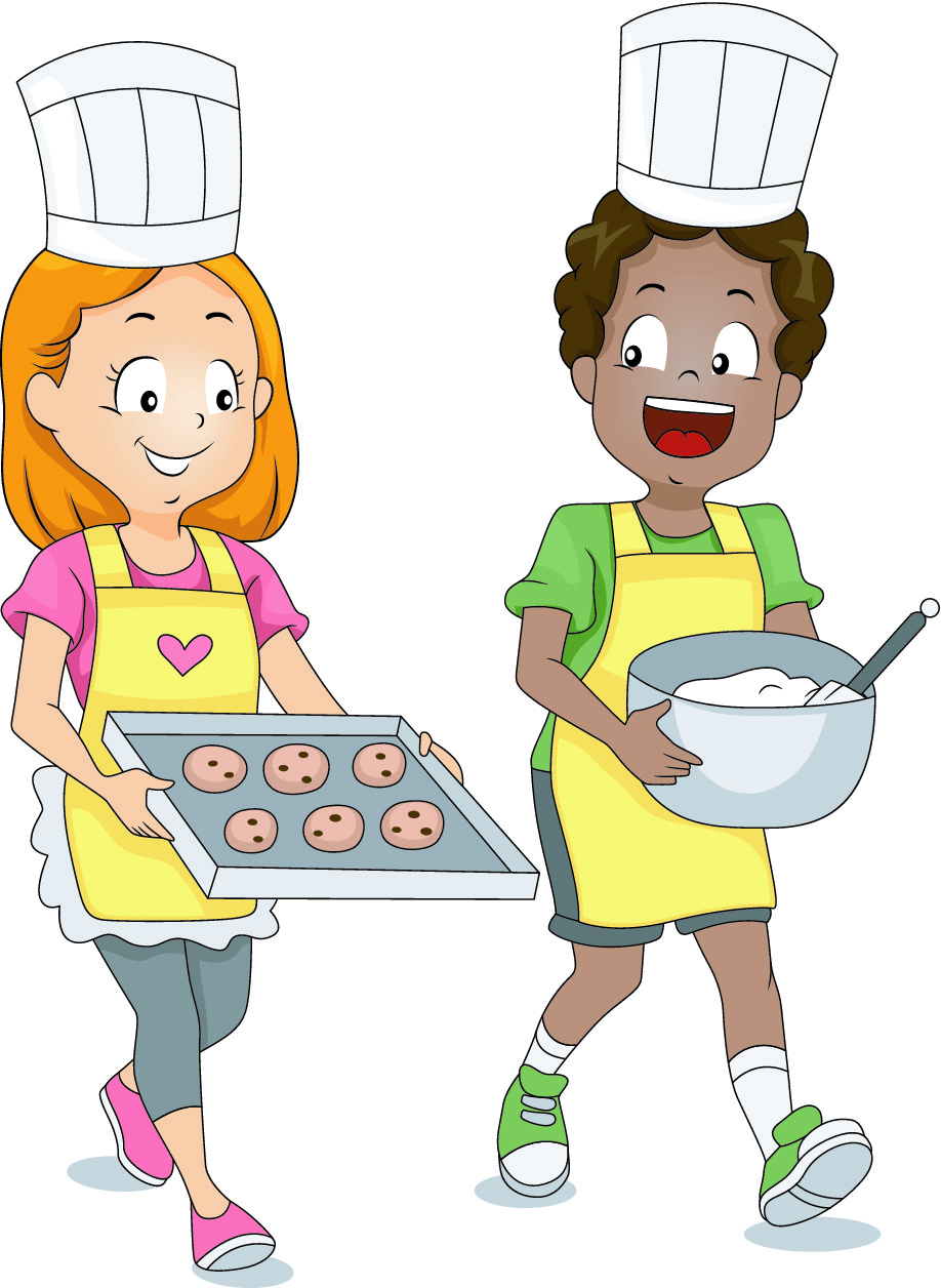 two children baking