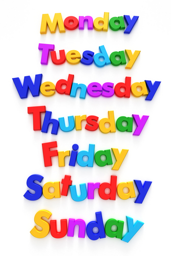 days of the week magnetic letters