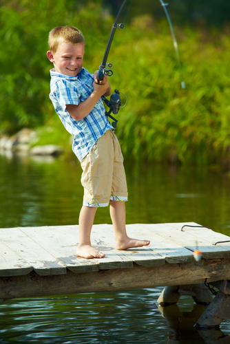 Young boy fishing