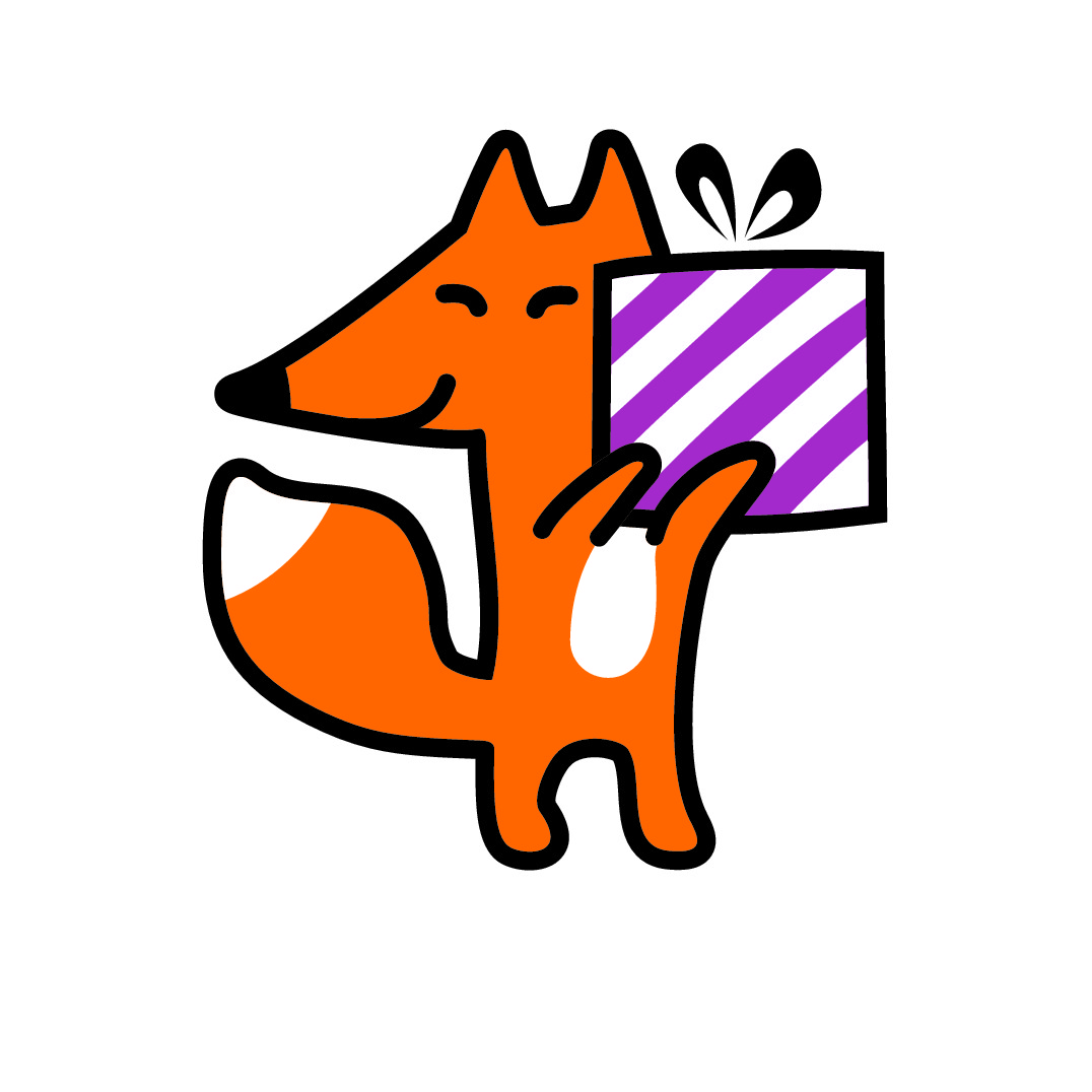 fox holding a present